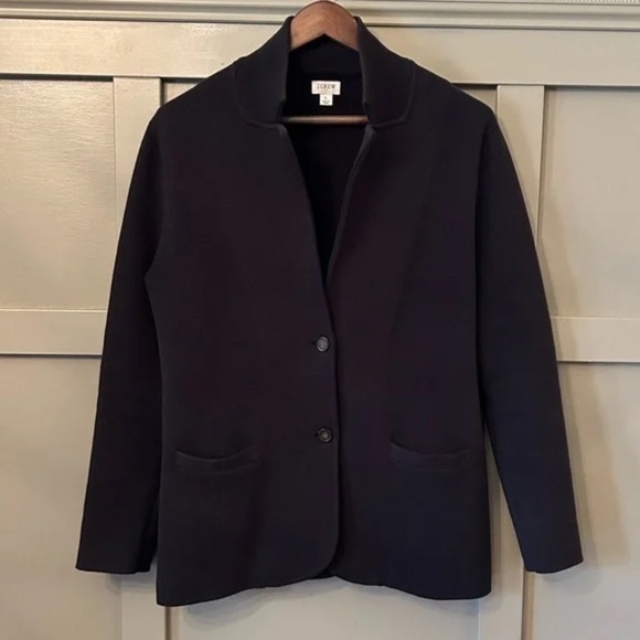J. Crew Cotton Sweater Blazer Button Front Black Size Large - Picture 6 of 6